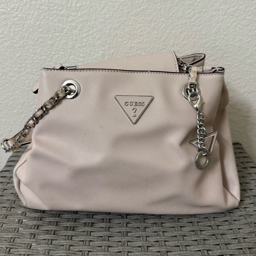Guess Pink Shoulder Bag with Silver Accents